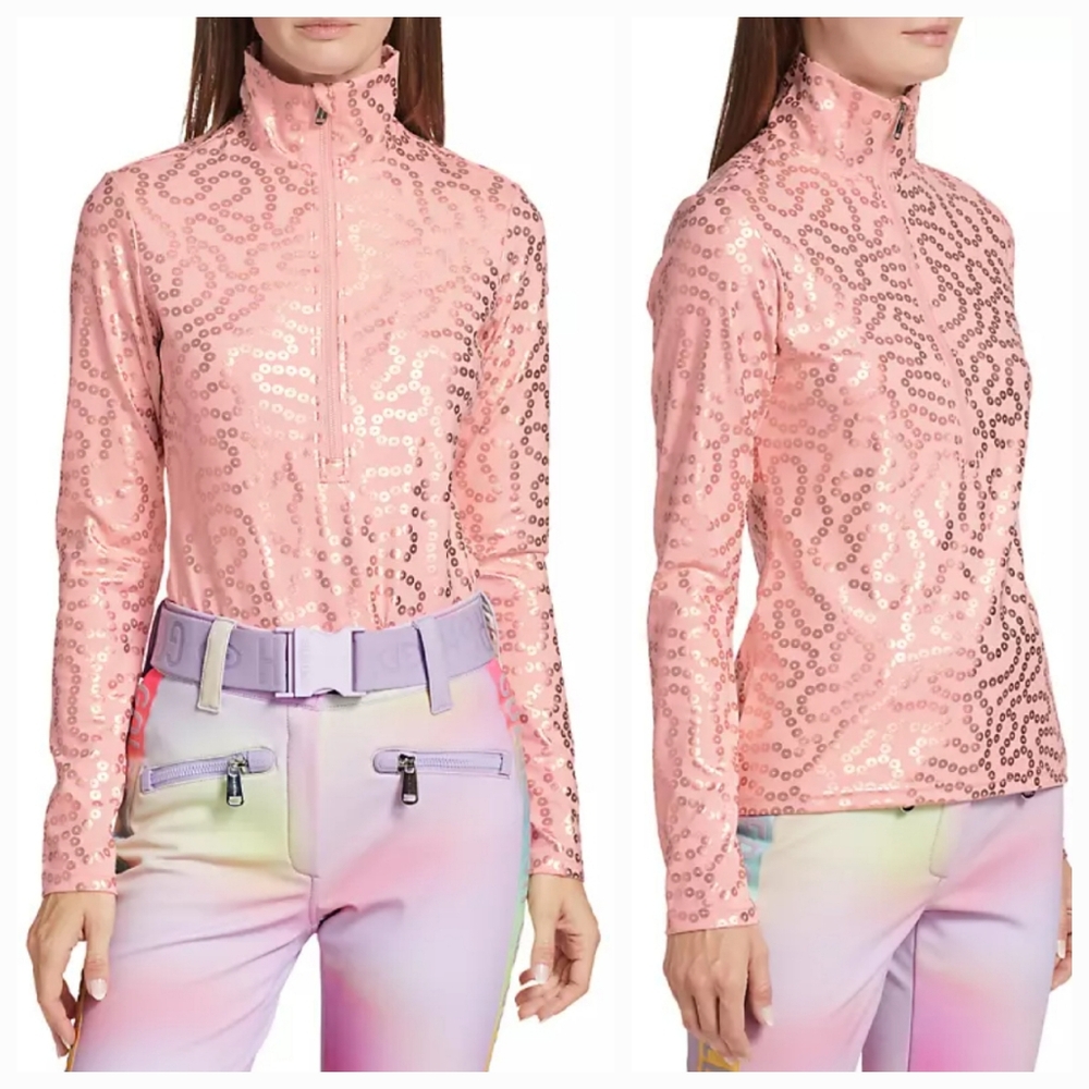 Goldbergh Thrill Foil Ski Pully Goldbergh Sequin Ski Pully Zip Base Layer Pink